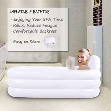 HIWENA Inflatable Portable Bathtub – White & Durable with Backrest