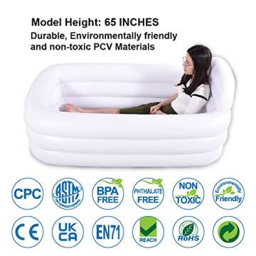 HIWENA Inflatable Portable Bathtub for Home and Travel