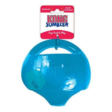 KONG Jumbler Ball - Interactive Dog Toy for Dog & Puppy Playtime - Fetch Toy with Tennis Ball - Dog Supplies for Engaging Play - for Medium/Large Dogs - Assorted Colors