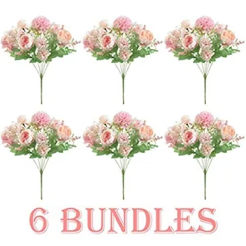 6 Pack Artificial Flowers for Home Office Wedding Decor