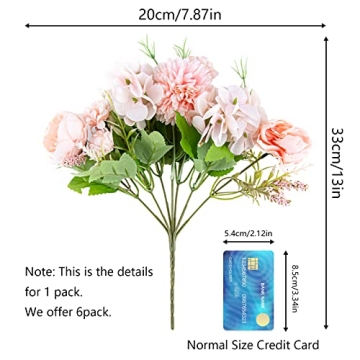 6 Pack Artificial Flowers for Home Office Wedding Decor