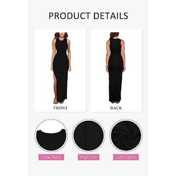 LaSuiveur Women's Floor Length Scoop Neck Summer Beach Casual Maxi Dress Black S