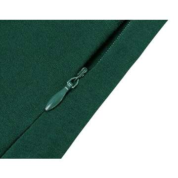 Berydress Women's Classic 3/4 Sleeve V Neck Sheath Casual Party Work Faux Black Wrap Dress (L, 6083-Dark Green)