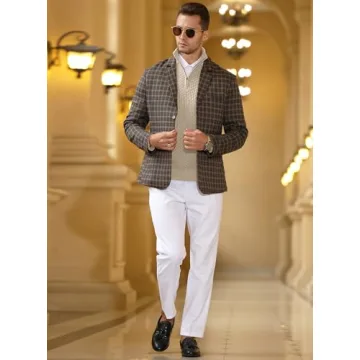 Zaitun Men's Quarter Zip Sweaters Polo Zip Up Pullover Waffle Knit Mock Neck Turtleneck Khaki