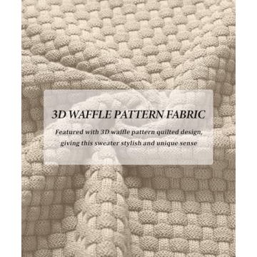 Zaitun Men's Quarter Zip Sweaters Polo Zip Up Pullover Waffle Knit Mock Neck Turtleneck Khaki