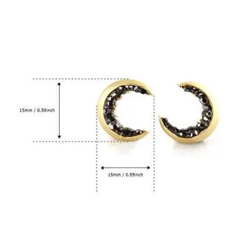 Laonato Crescent Moon Earrings - Elegant Black CZ Design