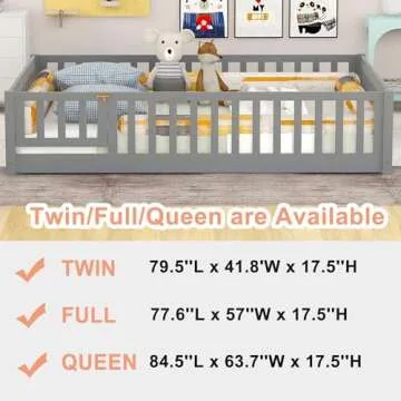 Bellemave Kids Montessori Floor Bed with Door & Fence