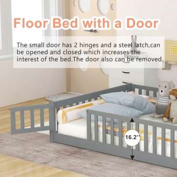 Bellemave Kids Montessori Floor Bed with Door & Fence