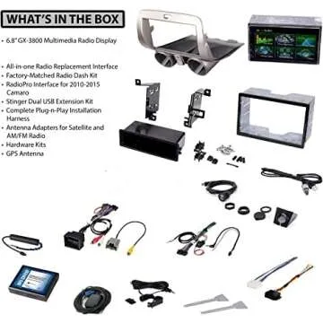 PAC Chevrolet Camaro 2010-2015 RPK5-GM4101 Integrated Radio Replacement Kit with 6.8” Touchscreen Double Din Radio, Steering Wheel Controls, Apple CarPlay, Android Auto, Bluetooth