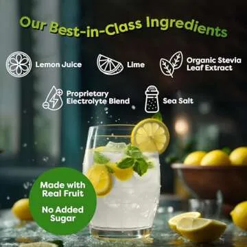 FlavCity Lemon Lime Electrolyte Drink Mix, 28 On-The-Go Stick Packs - Healthy Electrolytes Powder Packets Made with Real Fruit - Keto Powdered Drink with No Added Sugar, Gluten-Free