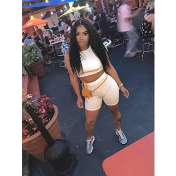 BEAGIMEG Women’s 2 Pieces Sexy Halter Top and Shorts