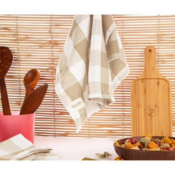 Shop Elegant Beige Cotton Kitchen Towels Set of 3 | 18x28