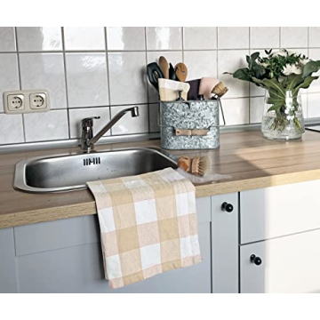 Shop Elegant Beige Cotton Kitchen Towels Set of 3 | 18x28