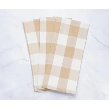 Shop Elegant Beige Cotton Kitchen Towels Set of 3 | 18x28