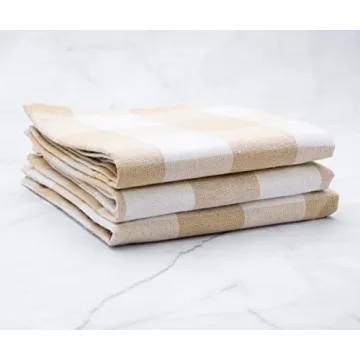 Shop Elegant Beige Cotton Kitchen Towels Set of 3 | 18x28