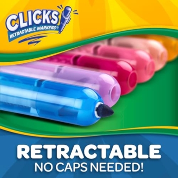 Crayola Clicks Retractable Tip Markers (10ct), Washable Art Marker Set, Coloring Markers for Kids, Gifts for Boys & Girls, 3+