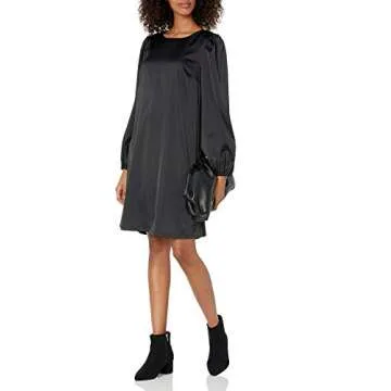 The Drop Women's @shopdandy Belted Silky Stretch Dress, Black, XL