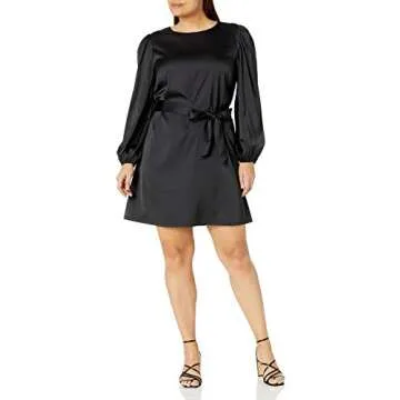 The Drop Women's @shopdandy Belted Silky Stretch Dress, Black, XL