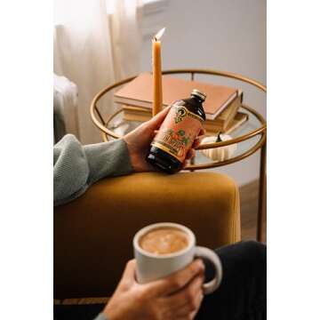 Portland Syrups Pumpkin Spice Syrup - Organic Pumpkin & Ginger Coffee Syrup for Lattes, Mocktails, & Baking - Rich Flavor - Organic Cane Sugar - Natural Ingredients - 12 oz Bottle, 12 Servings