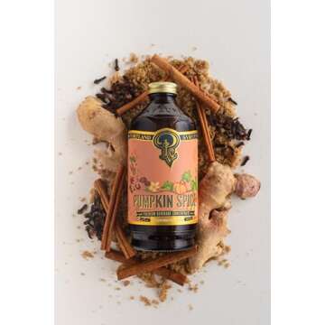 Portland Syrups Pumpkin Spice Syrup - Organic Pumpkin & Ginger Coffee Syrup for Lattes, Mocktails, & Baking - Rich Flavor - Organic Cane Sugar - Natural Ingredients - 12 oz Bottle, 12 Servings