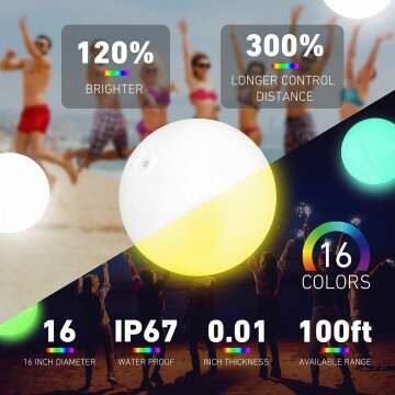 Remote Control LED Beach Ball for Parties - 16 Colors