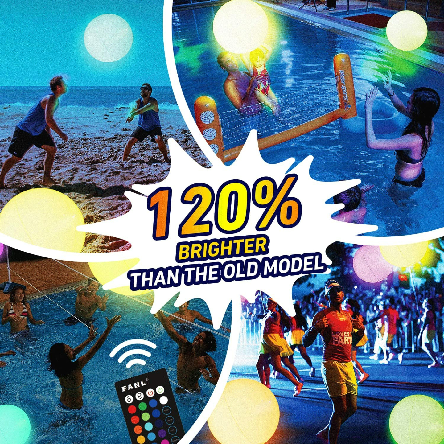 Remote Control LED Beach Ball for Parties - 16 Colors