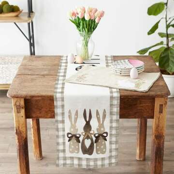 Easter Buffalo Plaid Table Runner 72 Inch for Home