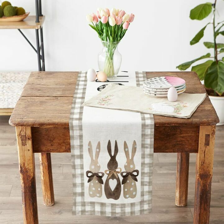 Easter Buffalo Plaid Table Runner 72 Inch for Home