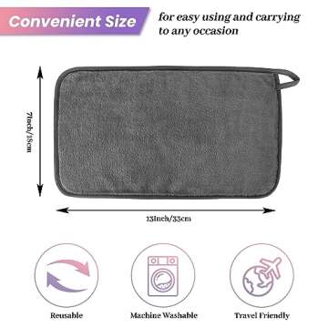 HealAge Makeup Remover Cloth Pack of 8, Soft Microfiber Makeup Remover Towels,13x7 inch Reusable Facial Cleansing Cloths for All Skin Types,Gray