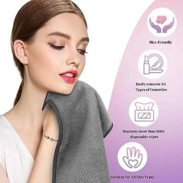 HealAge Makeup Remover Cloth Pack of 8, Soft Microfiber Makeup Remover Towels,13x7 inch Reusable Facial Cleansing Cloths for All Skin Types,Gray
