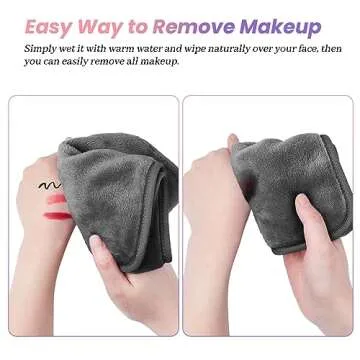HealAge Makeup Remover Cloth Pack of 8, Soft Microfiber Makeup Remover Towels,13x7 inch Reusable Facial Cleansing Cloths for All Skin Types,Gray