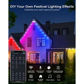 ASAHOM Outdoor Smart RGB Lights - 100 ft with Alexa Control