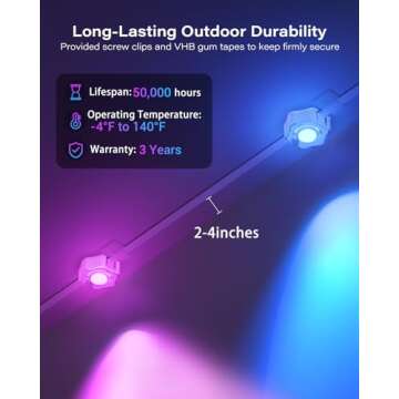ASAHOM Outdoor Smart RGB Lights - 100 ft with Alexa Control