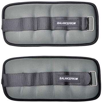 Fitvids Fully Adjustable Ankle Wrist Arm Leg Weights, 3 lbs each (6-lb pair), Gray