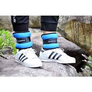 Fitvids Fully Adjustable Ankle Wrist Arm Leg Weights, 3 lbs each (6-lb pair), Gray