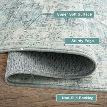 Stylish Livebox Sage Green Non-Slip Runner Rug 2.5x8