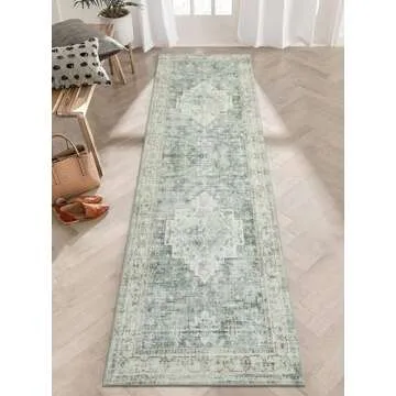 Stylish Livebox Sage Green Non-Slip Runner Rug 2.5x8