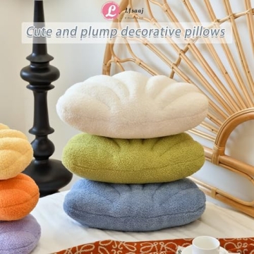 Lfsaaj Dusty Blue Seashell Throw Pillows, Shell Shaped Throw Pillows, 13 Inch Soft Home Decorative Pillow Plush Cushion for Bed Couch Living Sofa Room Decor Accent Throw Pillow
