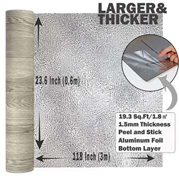 Oxdigi Peel and Stick Vinyl Flooring Roll 23"x 118"/19 Sq.Ft, Thicken Self Adhesive Vinyl Floor Tile...