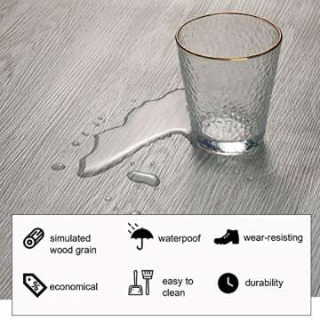 Oxdigi Peel and Stick Vinyl Flooring Roll 23"x 118"/19 Sq.Ft, Thicken Self Adhesive Vinyl Floor Tiles Wood Plank Flooring Waterproof Wear-Resistant for Any Room, Easy DIY Floor Coverings, Gray Maroon