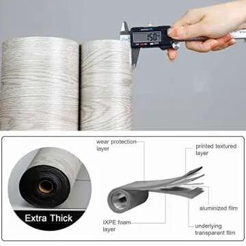 Oxdigi Peel and Stick Vinyl Flooring Roll 23"x 118"/19 Sq.Ft, Thicken Self Adhesive Vinyl Floor Tiles Wood Plank Flooring Waterproof Wear-Resistant for Any Room, Easy DIY Floor Coverings, Gray Maroon