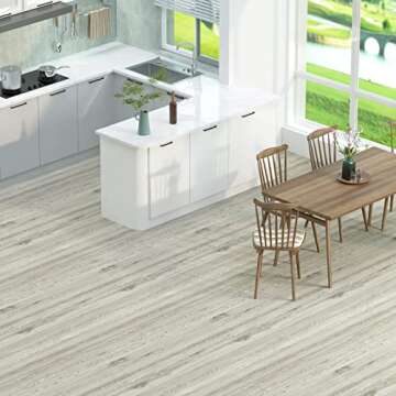 Oxdigi Peel and Stick Vinyl Flooring Roll 23"x 118"/19 Sq.Ft, Thicken Self Adhesive Vinyl Floor Tiles Wood Plank Flooring Waterproof Wear-Resistant for Any Room, Easy DIY Floor Coverings, Gray Maroon