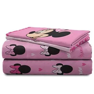 Jay Franco Disney Minnie Mouse Hearts N Love Full Size Sheet Set - 4 Piece Set Super Soft and Cozy Kid’s Bedding Features - Fade Resistant Microfiber Sheets (Official Disney Product)
