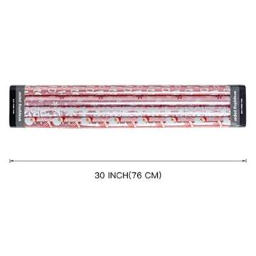 WRAPAHOLIC Christmas Wrapping Paper Roll - Rose Gold Santa, Snowflakes and Reindeer Holiday Collecti...