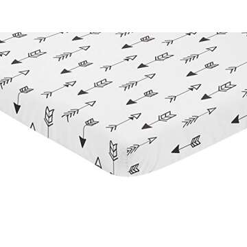 Sweet Jojo Designs Black and White Arrow Baby Boy or Girl Unisex Fitted Mini Portable Crib Sheet for Fox Collection - for Mini Crib or Pack and Play ONLY