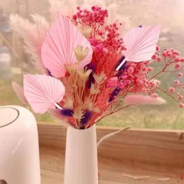 Chenkaiyang 6 Pcs Boho Pink Dried Palm Spears for Decor