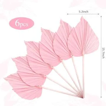 Chenkaiyang 6 Pcs Boho Pink Dried Palm Spears for Decor