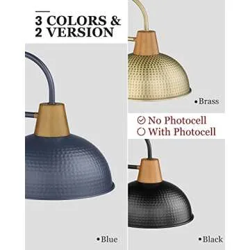 Outdoor Sconces Wall Lighting, HWH Farmhouse Barn Light Gooseneck Wall Sconce Lamp, Exterior Wall Lantern for Porch Patio Entryway, Hammered Metal Shade, Dark Blue Finish, 5HZG70B SF