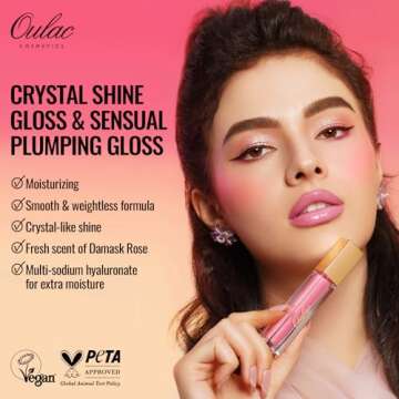 Oulac Peach Lip Gloss High-shine Moisturizing Lip Gloss Oil Colorful Shade Liquid Lipstick Non-stick Cup Glitter lipstick Lip Tint Reduce Fine Lines Lip Glaze For Dry Lip C18