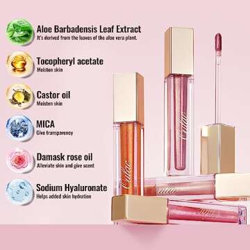 Oulac Peach Lip Gloss High-shine Moisturizing Lip Gloss Oil Colorful Shade Liquid Lipstick Non-stick Cup Glitter lipstick Lip Tint Reduce Fine Lines Lip Glaze For Dry Lip C18